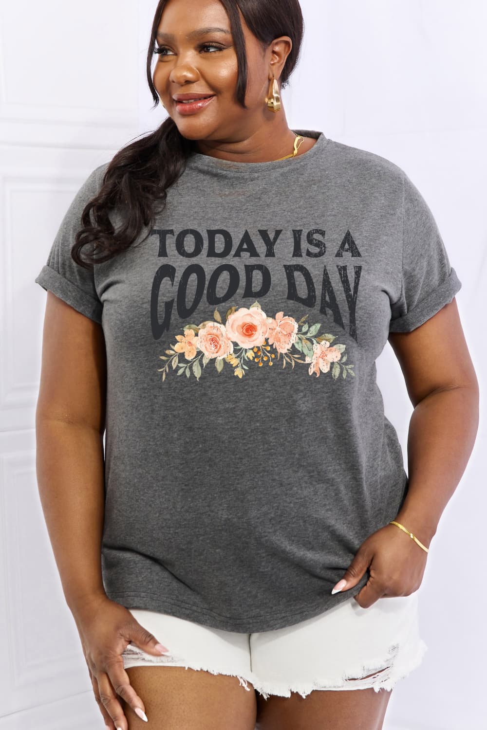 Trendsi Simply Love Full Size TODAY IS A GOOD DAY Graphic Cotton Tee