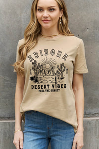 Full Size ARIZONA DESERT VIBES FEEL THE SUNSET Graphic Cotton Tee