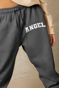 Full Size Drawstring Angel Graphic Long Sweatpants