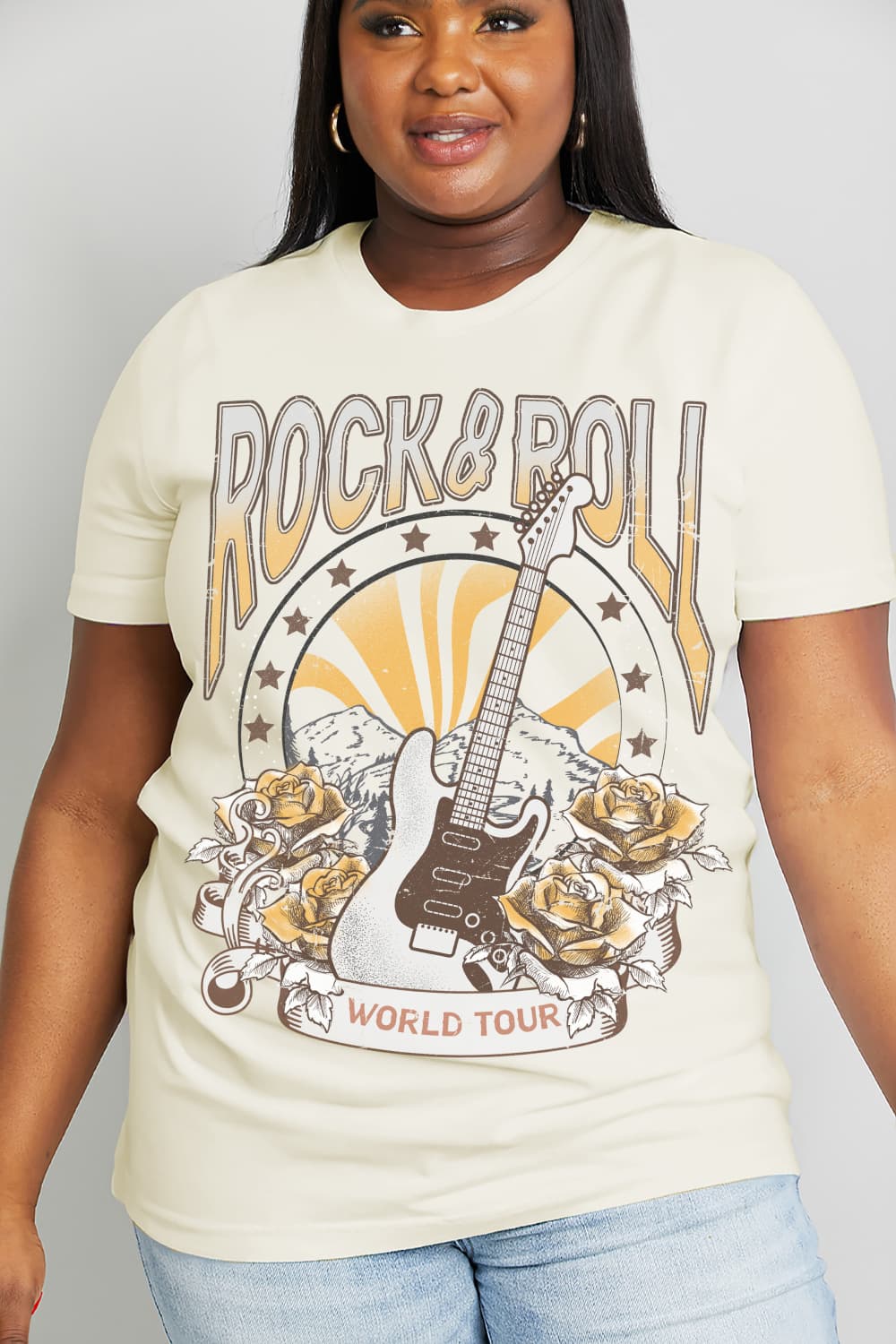 Full Size ROCK & ROLL WORLD TOUR Graphic Cotton Tee