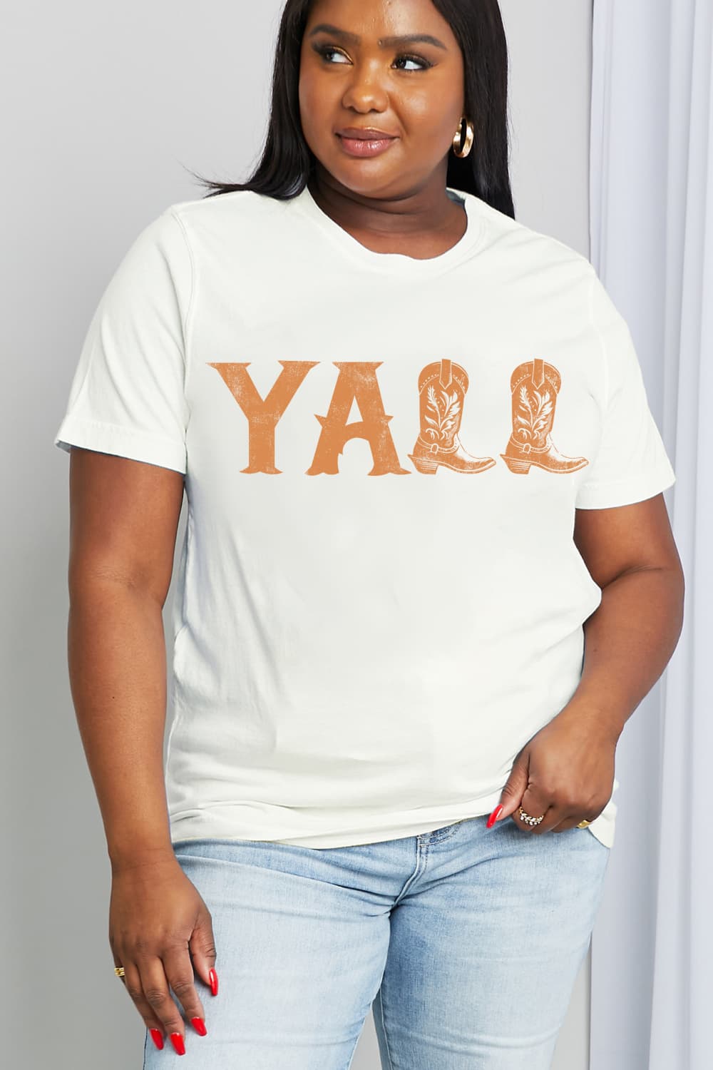 Full Size YALL Graphic Cotton Tee
