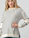 Trendsi Striped Cutout Slit Sweater