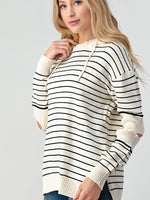 Trendsi Striped Cutout Slit Sweater