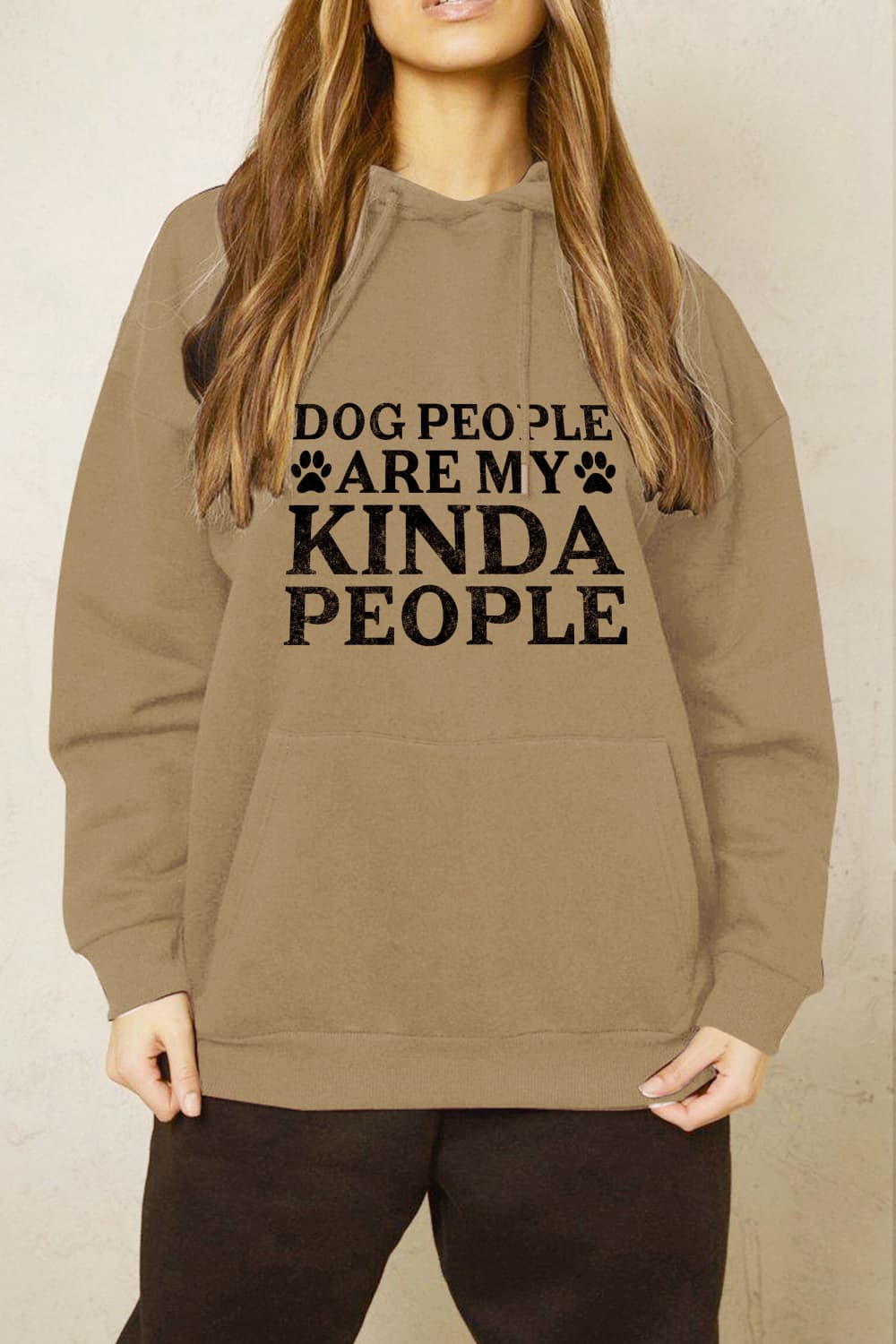 Trendsi Taupe / S Simply Love Full Size Dog Paw Slogan Graphic Hoodie