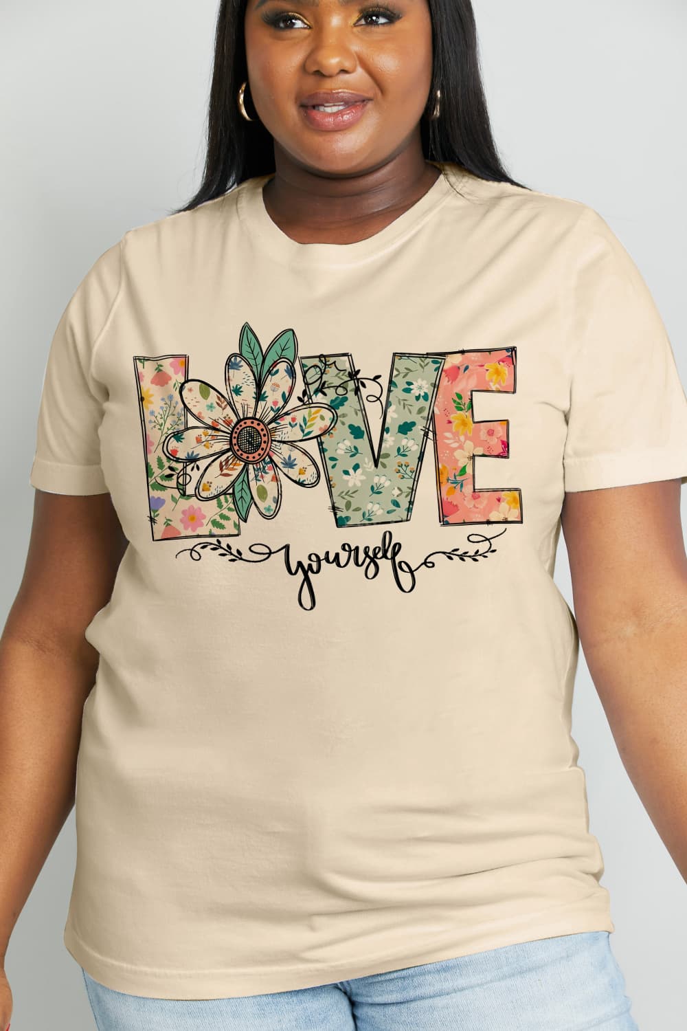 Full Size LOVE YOURSELF Graphic Cotton Tee