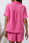 Trendsi Textured Short Sleeve Polo Shirt and Shorts Set