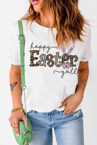 HAPPY EASTER Y'ALL Graphic Round Neck Tee