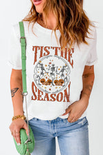 Trendsi White / S Round Neck Short Sleeve Halloween Season Graphic T-Shirt