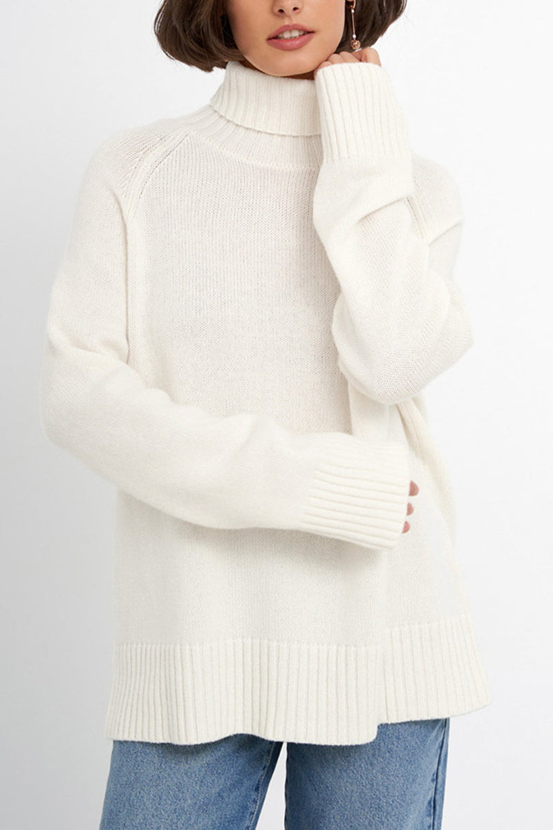 Trendsi White / S Turtle Neck Raglan Sleeve Sweater