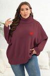 Trendsi Wine / 0XL Plus Size Turtle Neck Long Sleeve Sweater