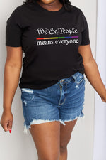 Trendsi Women Plus Size T-shirt Black / S Simply Love Full Size MEANS EVERYONE Graphic Cotton Tee