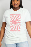 Trendsi Women Plus Size T-shirt Full Size HAPPY MIND HAPPY LIFE Graphic Cotton Tee