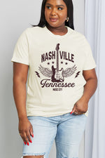 Trendsi Women Plus Size T-shirt Full Size NASHVILLE TENNESSEE MUSIC CITY Graphic Cotton Tee