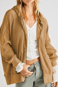 Zip-Up Long Sleeve Hooded Jacket