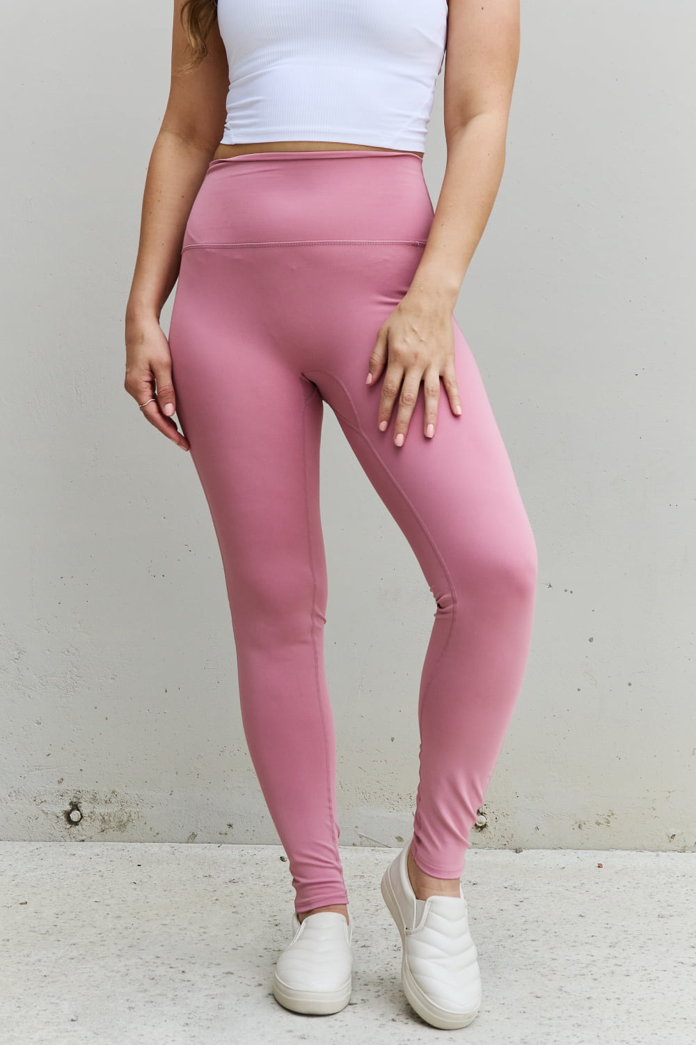 Fit For You Full Size High Waist Active Leggings in Light Rose