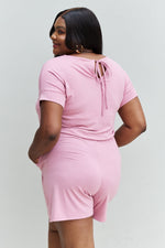 Zenana Romper Zenana Chilled Out Full Size Short Sleeve Romper in Light Carnation Pink