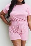 Zenana Romper Zenana Chilled Out Full Size Short Sleeve Romper in Light Carnation Pink