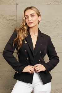 Double-Breasted Padded Shoulder Blazer