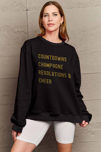 Full Size COUNTDOWNS CHAMPAGNE RESOLUTIONS & CHEER Round Neck Sweatshirt