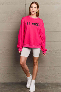 Full Size BE NICE Graphic Sweatshirt