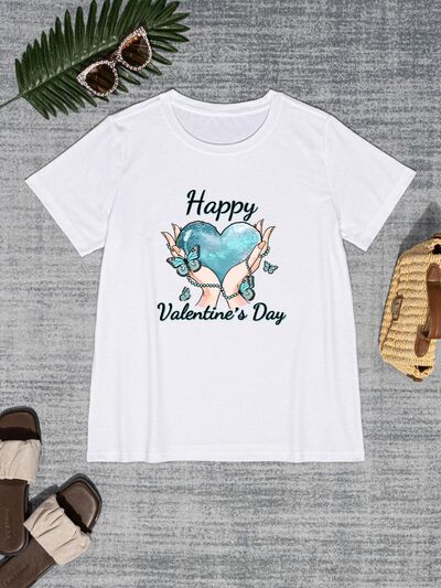 HAPPY VALENTINE'S Round Neck Short Sleeve T-Shirt