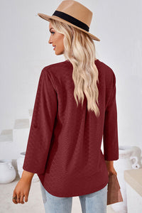 Notched Roll-Tab Sleeve T-Shirt