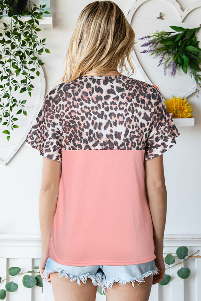Sequin Leopard Round Neck T-Shirt