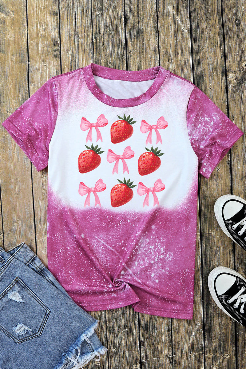 Strawberry Round Neck Short Sleeve T-Shirt