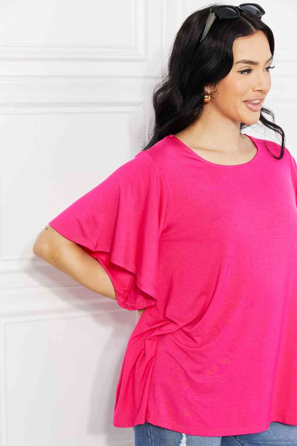 Full Size More Than Words Flutter Sleeve Top