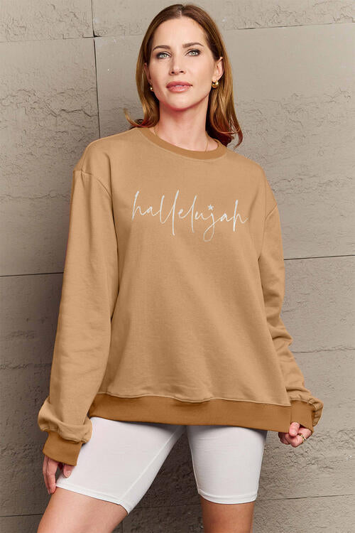 Full Size Letter Graphic Long Sleeve Sweatshirt