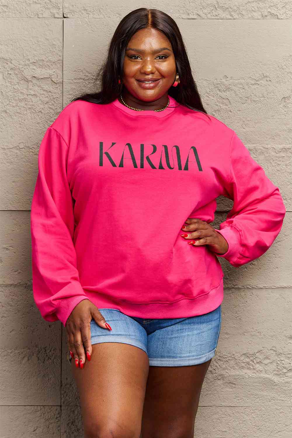 Full Size KARMA Graphic Sweatshirt