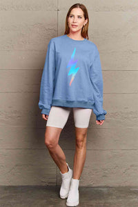 Full Size Graphic Round Neck Sweatshirt