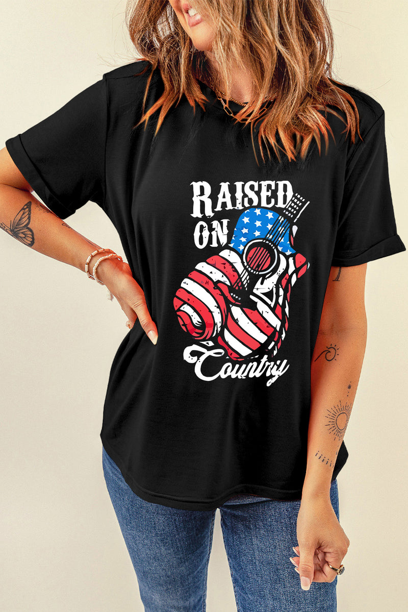 RAISED ON COUNTRY Round Neck T-Shirt