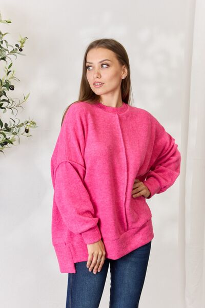 Full Size Center Seam Long Sleeve Sweatshirt