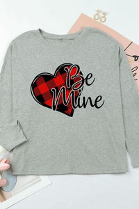 Heart Letter Graphic Round Neck T-Shirt