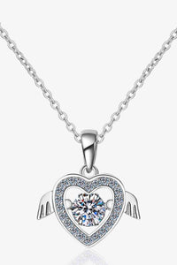 Heart Angel Wings Moissanite Pendant Necklace