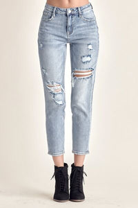 Distressed Slim Cropped Jeans