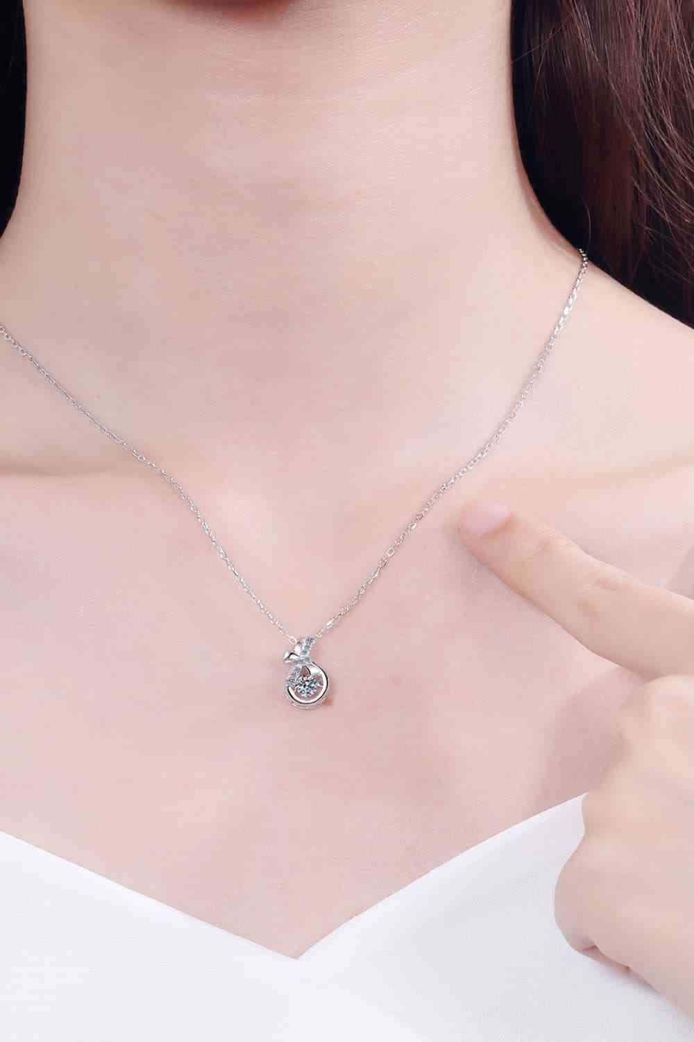 1 Carat Moissanite 925 Sterling Silver Bow Tie Necklace