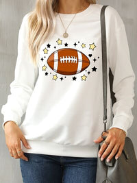 Football Graphic Round Neck Sweatshirt