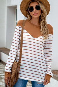 Striped Round Neck Long Sleeve T-Shirt