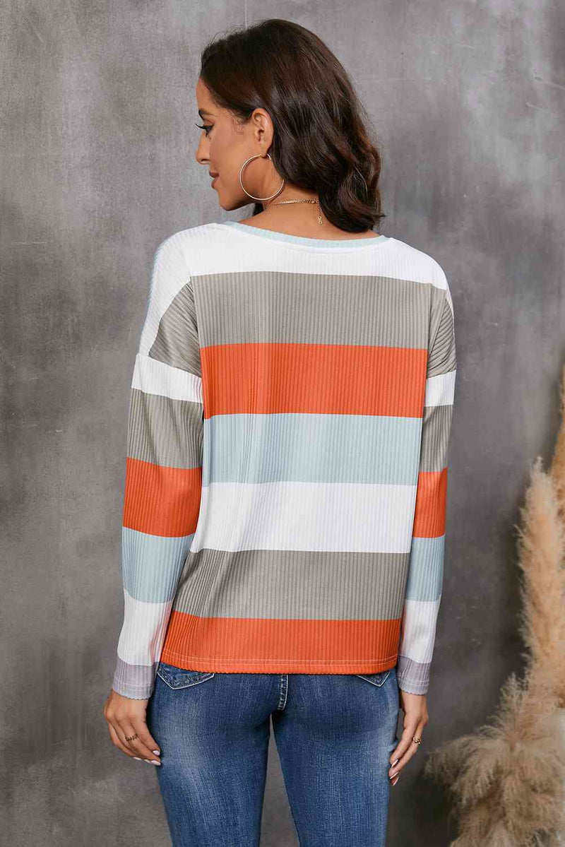 Wide Stripe Top with Pocket