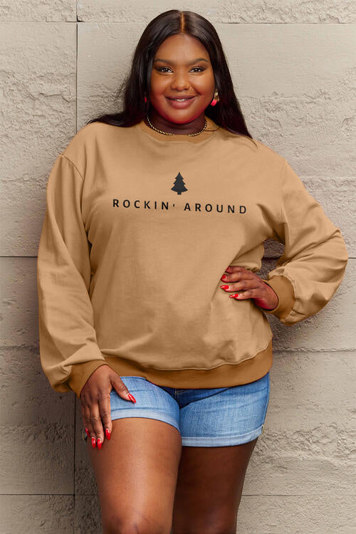 Full Size ROCKIN AROUND  Long Sleeve Sweatshirt