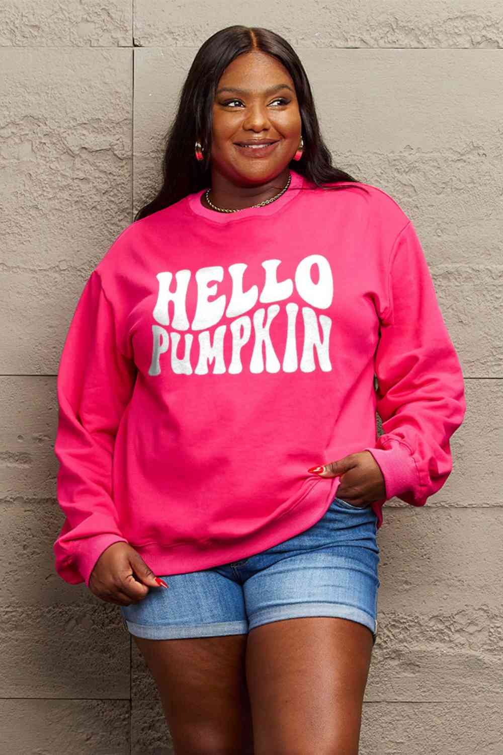 Full Size HELLO PUMPKIN Graphic Sweatshirt