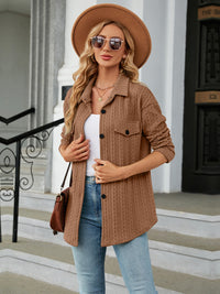 Textured Button Up Dropped Shoulder Shirt
