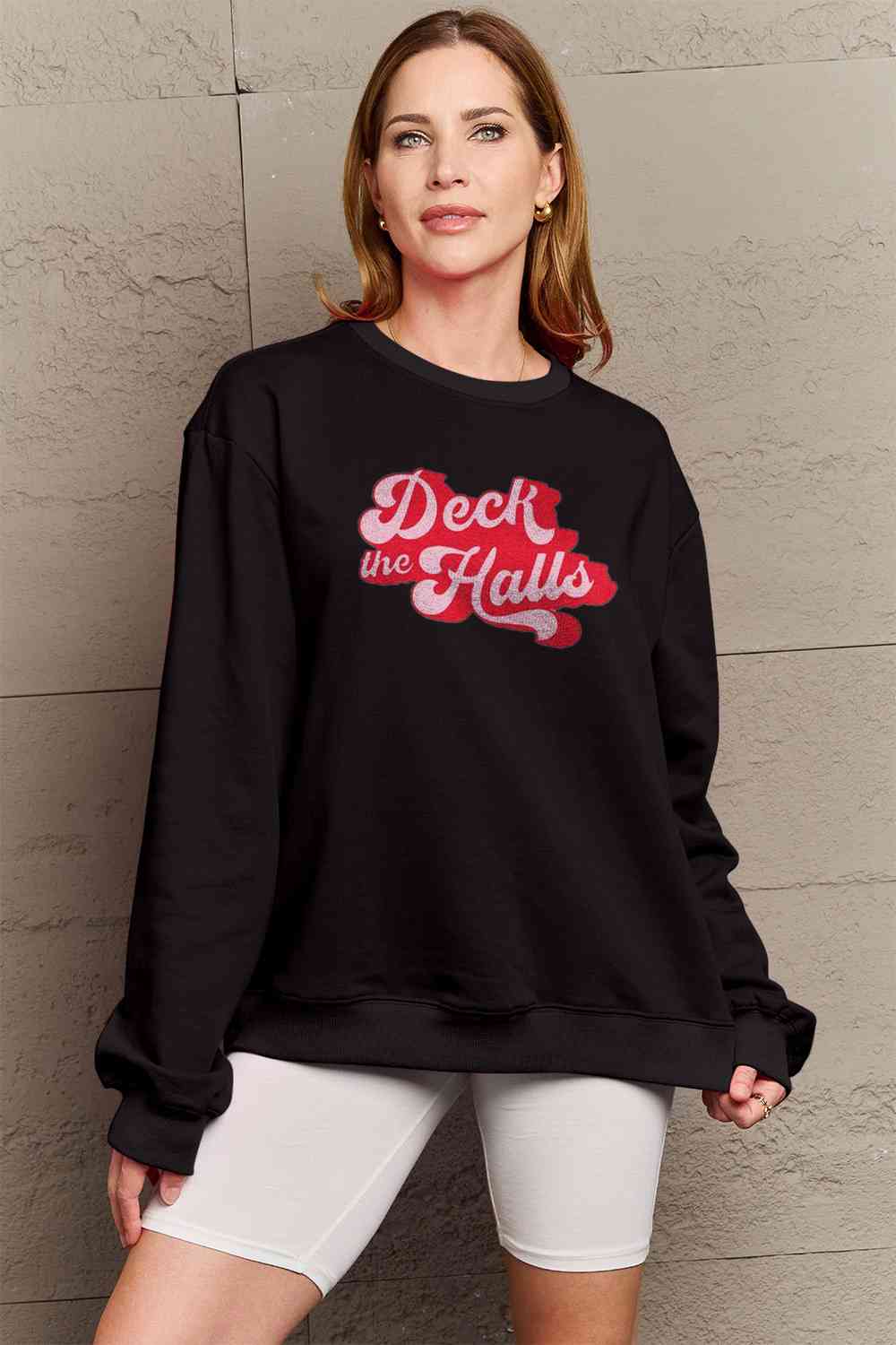 Full Size DECK THE HALLS Graphic Sweatshirt