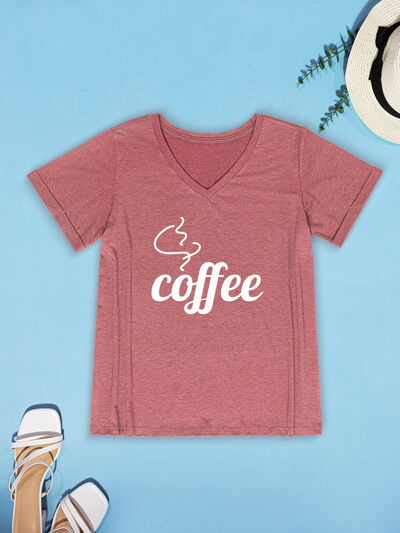 COFFEE V-Neck Short Sleeve T-Shirt