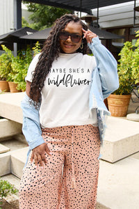 Full Size MAYBE SHE'S A WILDFLOWER Short Sleeve T-Shirt