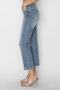 Full Size High Waist Distressed Cropped Jeans