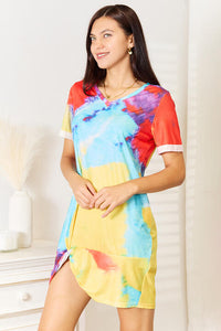 Tie-Dye V-Neck Twisted Dress