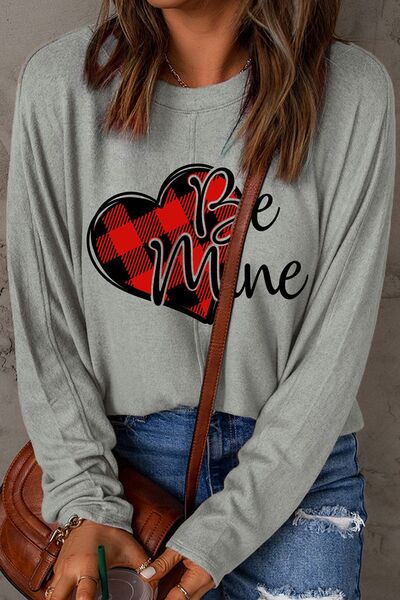Heart Letter Graphic Round Neck T-Shirt